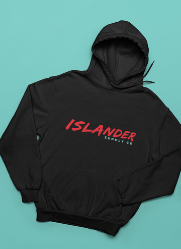 Unisex - Islander "Signature" Hoodie - Black with Red/Blue print