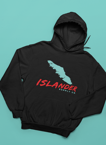 Unisex - Vancouver Islander "Signature" Hoodie - Black with Red/Blue print