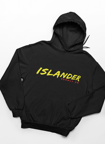 Unisex - Islander "Signature" Hoodie - Black with Yellow/Red print